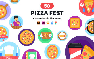 Pizza Icons - 50 Pizza Fests Vector