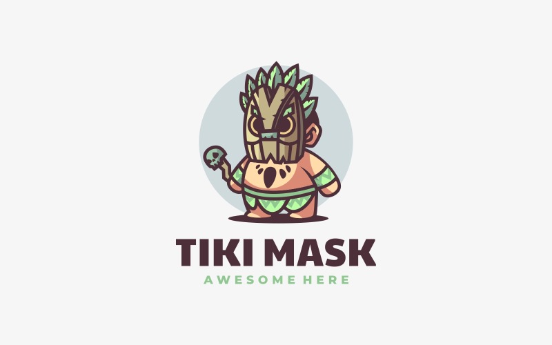 Tiki Mask Mascot Cartoon Logo Logo Template