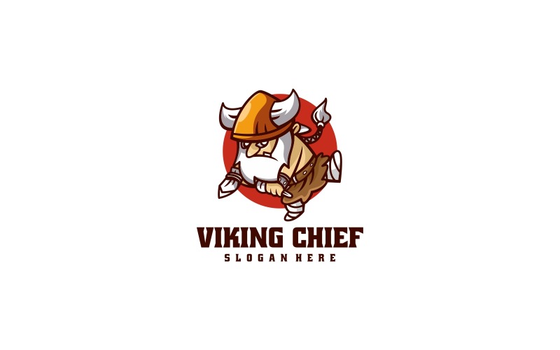 Viking Chief Mascot Cartoon Logo Logo Template