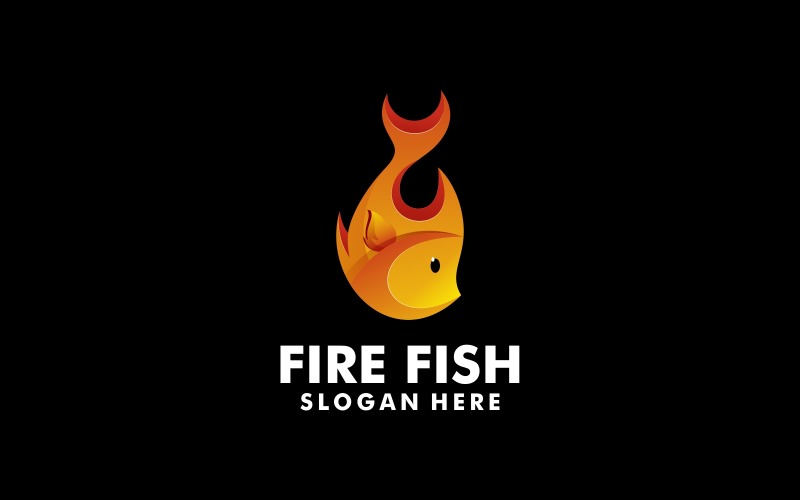 Fire Fish Gradient Logo Style Logo Template