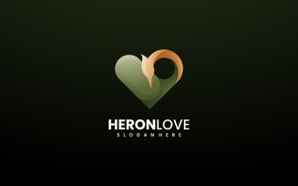 Heron Love Gradient Logo Style