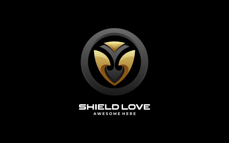 Shield Love Gradient Logo Logo Template