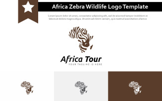 Africa Zebra Silhouette Animal Wildlife Tour Travel Logo Template