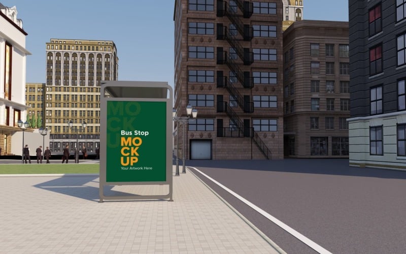 Bus Shelter Advertising Billboard mockup Template v2 Product Mockup