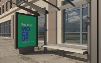 Bus Shelter Advertising Billboard mockup v2