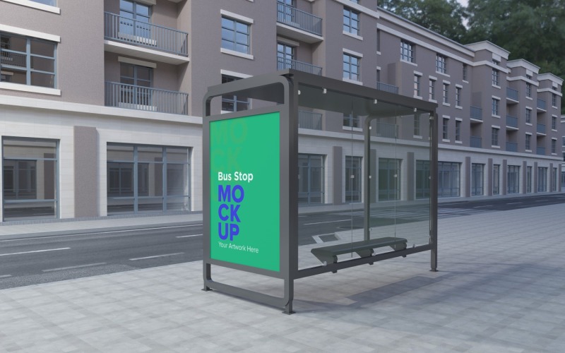 Bus Shelter Advertising Sign mockup Template v2 Product Mockup
