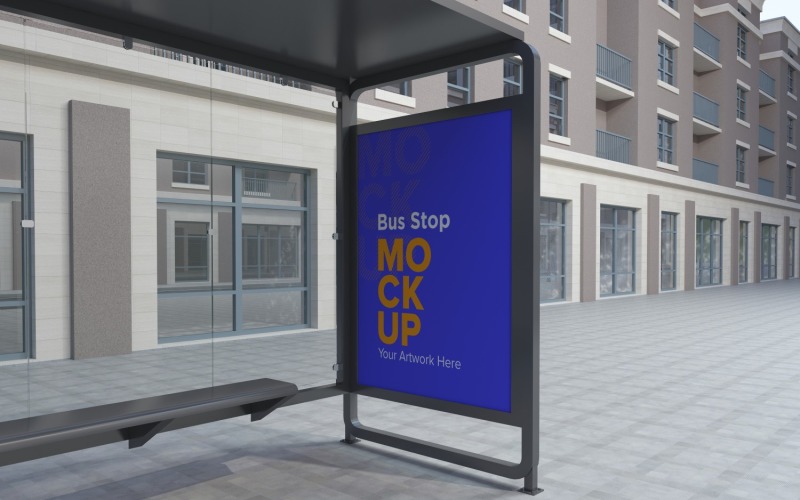 Bus Shelter Outdoor Advertising Billboard mockup Template v2 Product Mockup