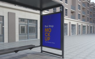 Bus Shelter Outdoor Advertising Billboard mockup Template v2