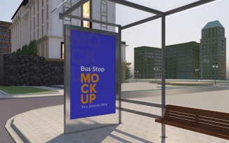 Bus Stop Billboard mockup Template v2