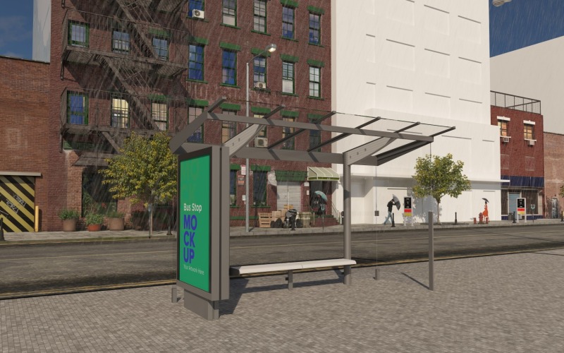 Bus Stop Signage mockup v2 Product Mockup