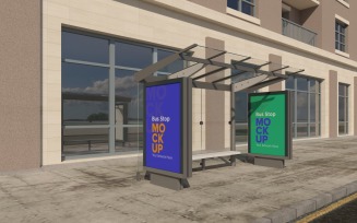 Bus Stop with 2 Signage mock up v2