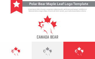 Canada Polar Bear Maple Leaf Negative Space Logo Template