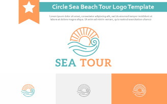 Circle Sea Beach Tour Monoline Simple Logo Template