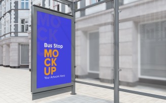 City Bus Stop Signage mock Up Template v2