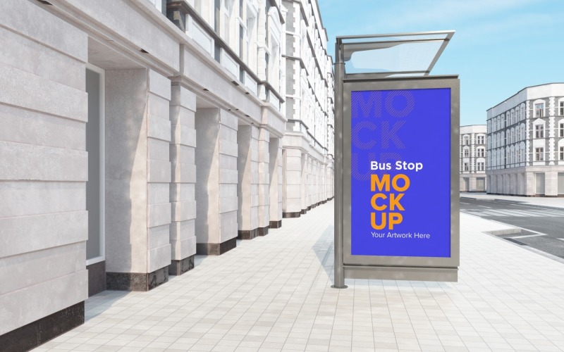 City Bus Stop with 2 Signage mockup v2 Product Mockup
