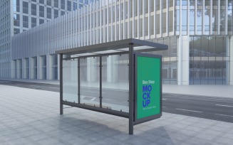 Evening View Bus Stop Sign mock Up Template v2