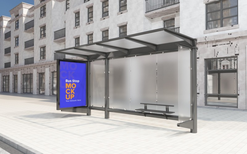 City Bus Shelter Advertising Billboard mockup v2 Product Mockup