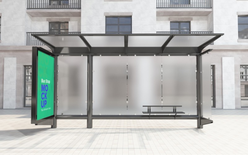 City Bus Stop Sign mock Up Template v2 Product Mockup