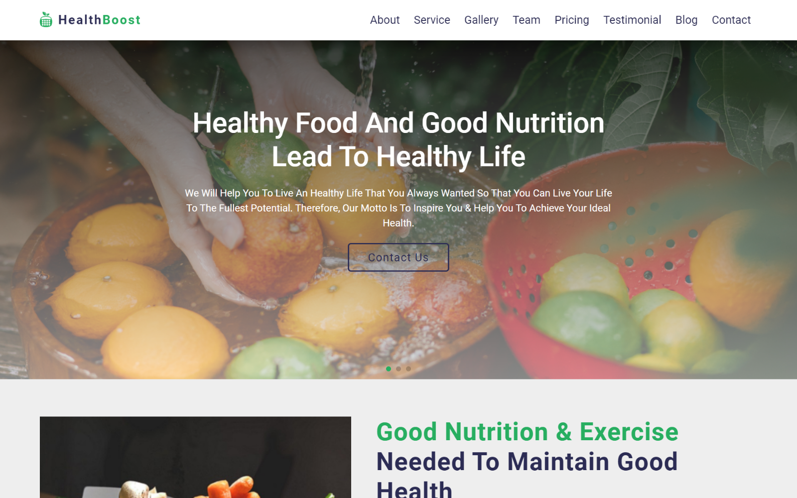 HealthBoost - Nutrition Services HTML Landing Page Template