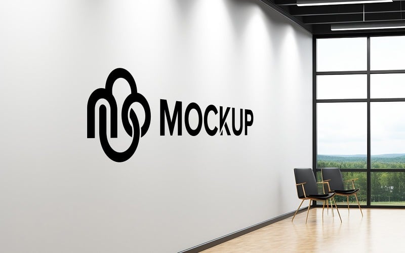Black Logo Mockup on White Wall Product Mockup