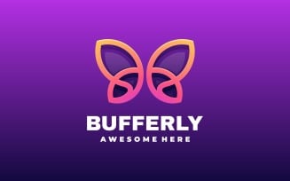 Butterfly Line Art Gradient Logo Design