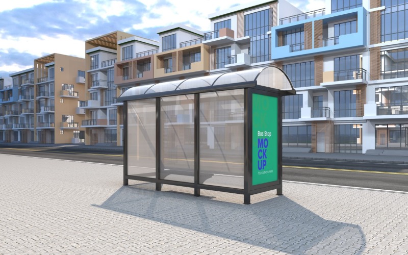 City Bus Shelter Advertising Billboard mock Up v2 Product Mockup
