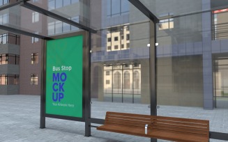City Bus Shelter Outdoor Advertising Sign mock Up v2
