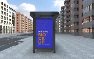 City Bus Stop Road Signage mockup Template v2