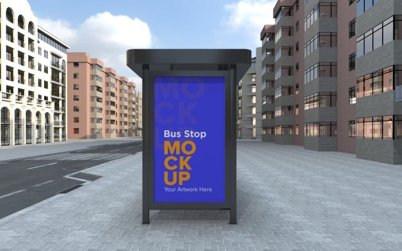 City Bus Stop Road Signage mockup Template v2 Product Mockup