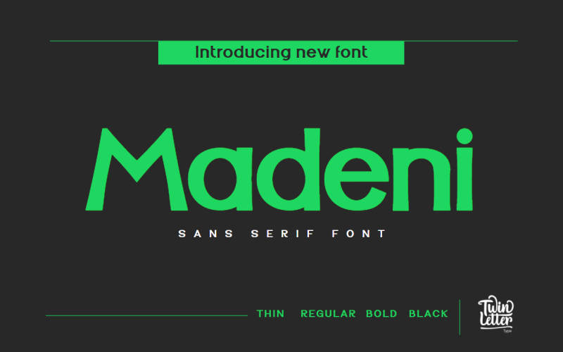Madeni features a number of on-trend features Font