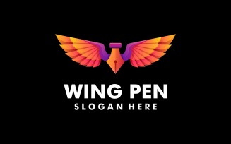 Wing Pen Gradient Colorful Logo