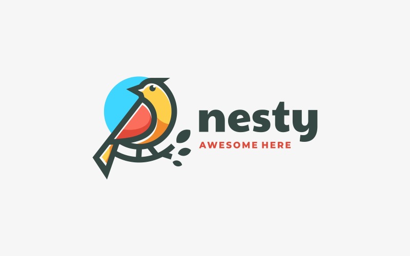 Bird Nest Color Mascot Logo Logo Template