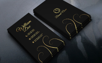 Creative Vertical Gold Black Business Card With Floral