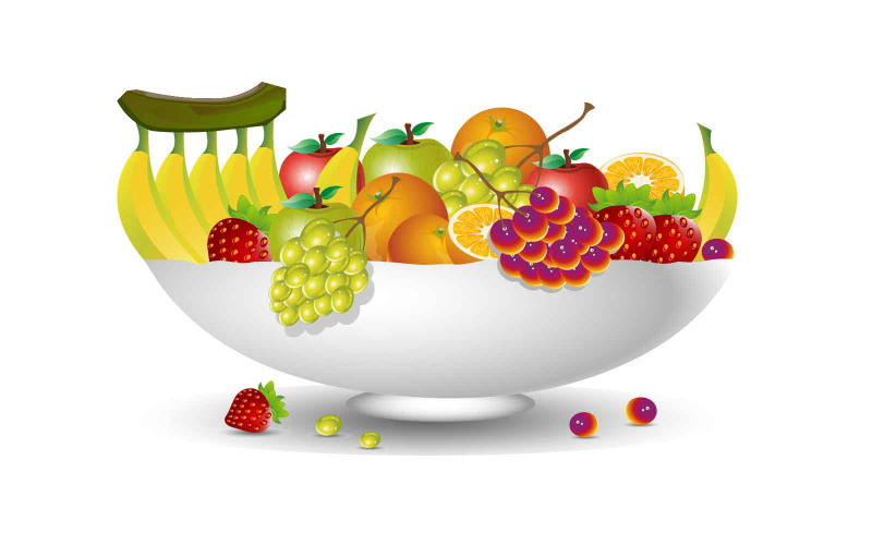 Fruits In Dish Realistic Fruit Vector Illustration