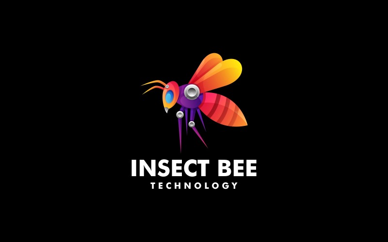 Insect Bee Gradient Colorful Logo Logo Template