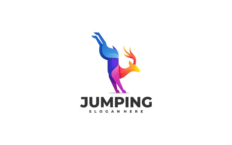 Jump Deer Gradient Colorful Logo Logo Template