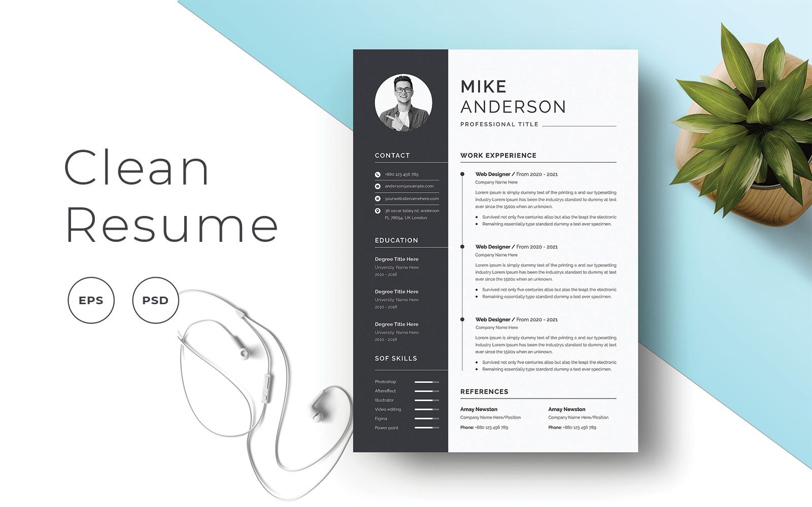 Template #233517 Resumeclean Cvcover Webdesign Template - Logo template Preview