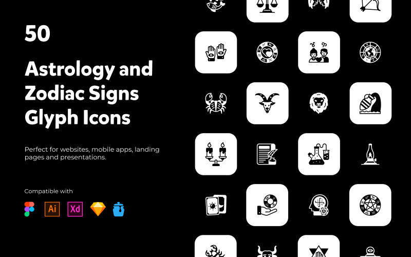 Astrology and Zodiac Signs Icon Set