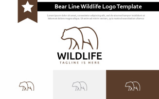 Bear Line Silhouette Walking Wildlife Animal Logo Template