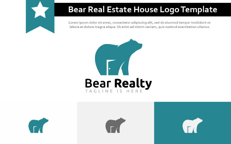 Bear Realty Real Estate House Open Door Logo Template