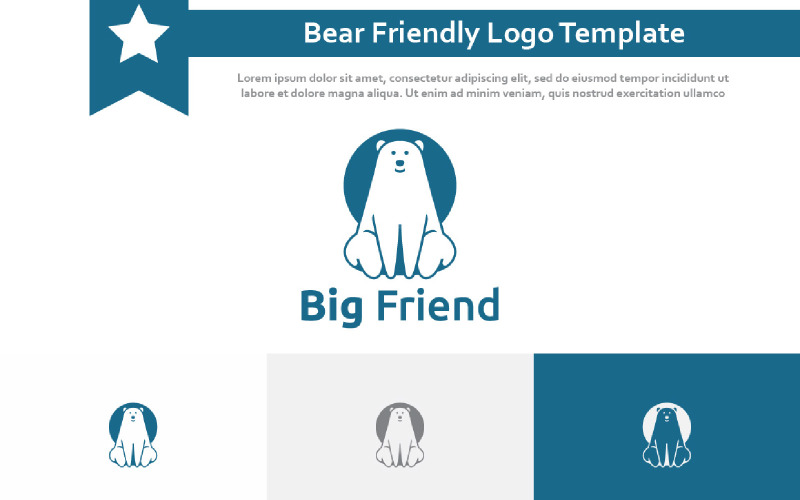 Big Friend Bear Sit Friendly Animal Logo Template