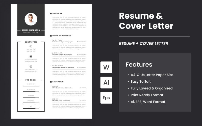 Clean Professional Resume And Cover Letter Resume Template