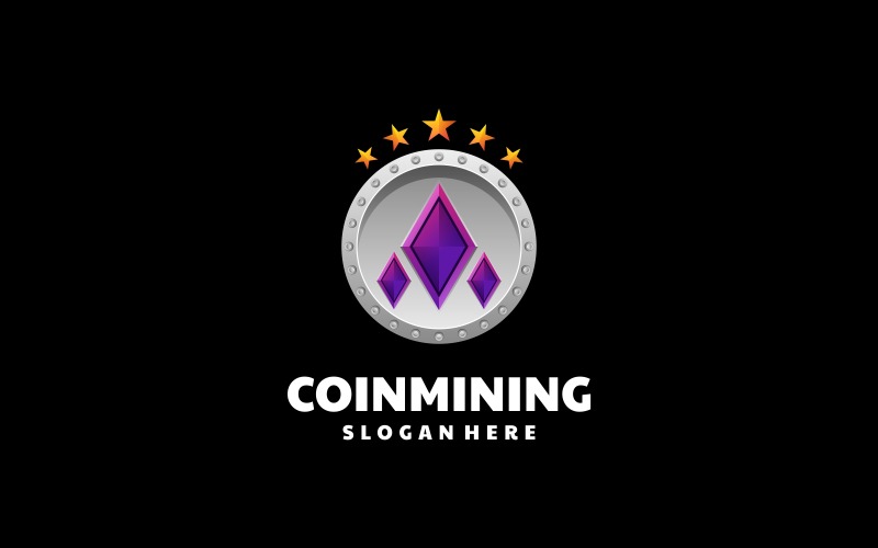 Coin Mining Gradient Logo Logo Template