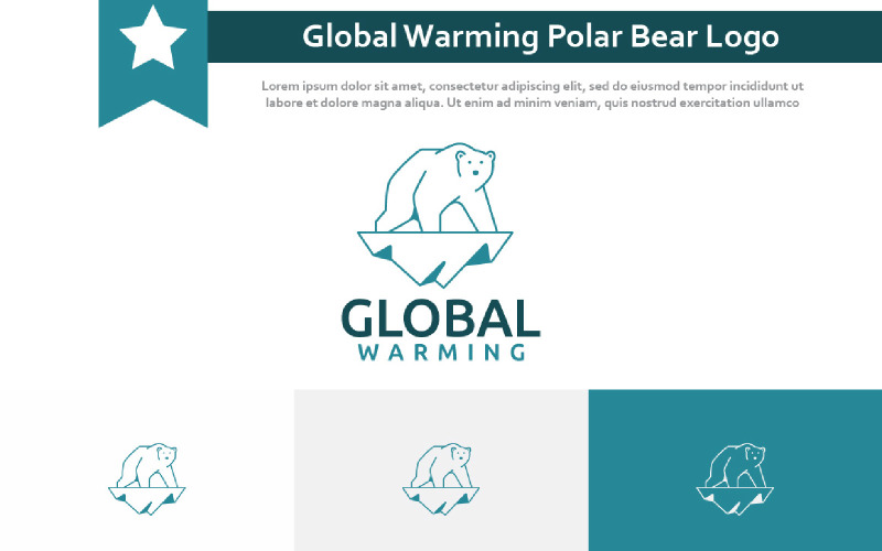 Global Warming Snow Ice Polar Bear Logo Template