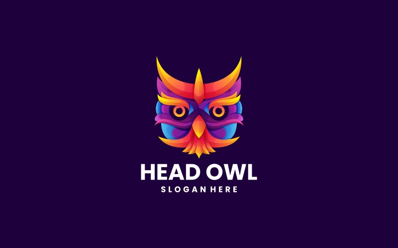 Head Owl Gradient Colorful Logo Logo Template