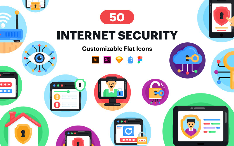 50 Internet Security Icons Icon Set