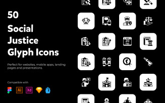 Set of social justice glyph icons.