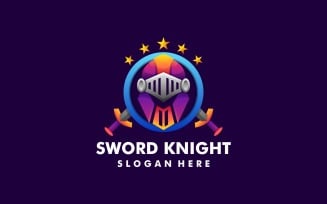 Sword Knight Gradient Colorful Logo