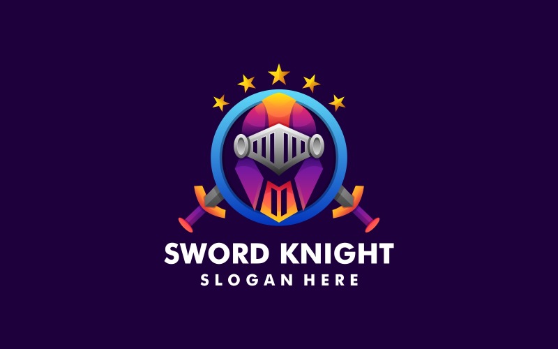 Sword Knight Gradient Colorful Logo Logo Template