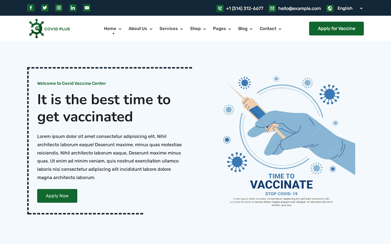 Covid Plus - Coronavirus and Medical Store Website Template